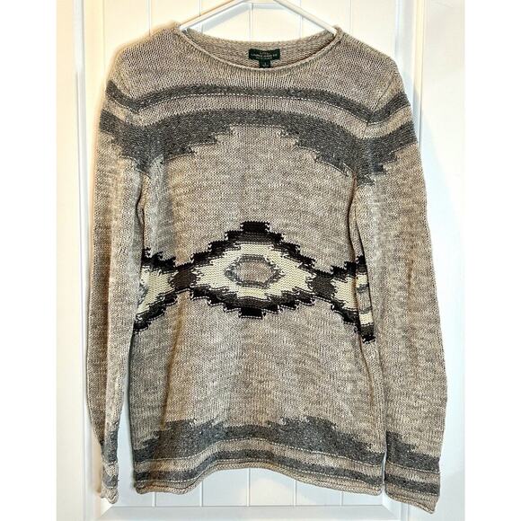 Vintage LRL Ralph Lauren Tribal Sweater Aztec Large - Picture 1 of 8